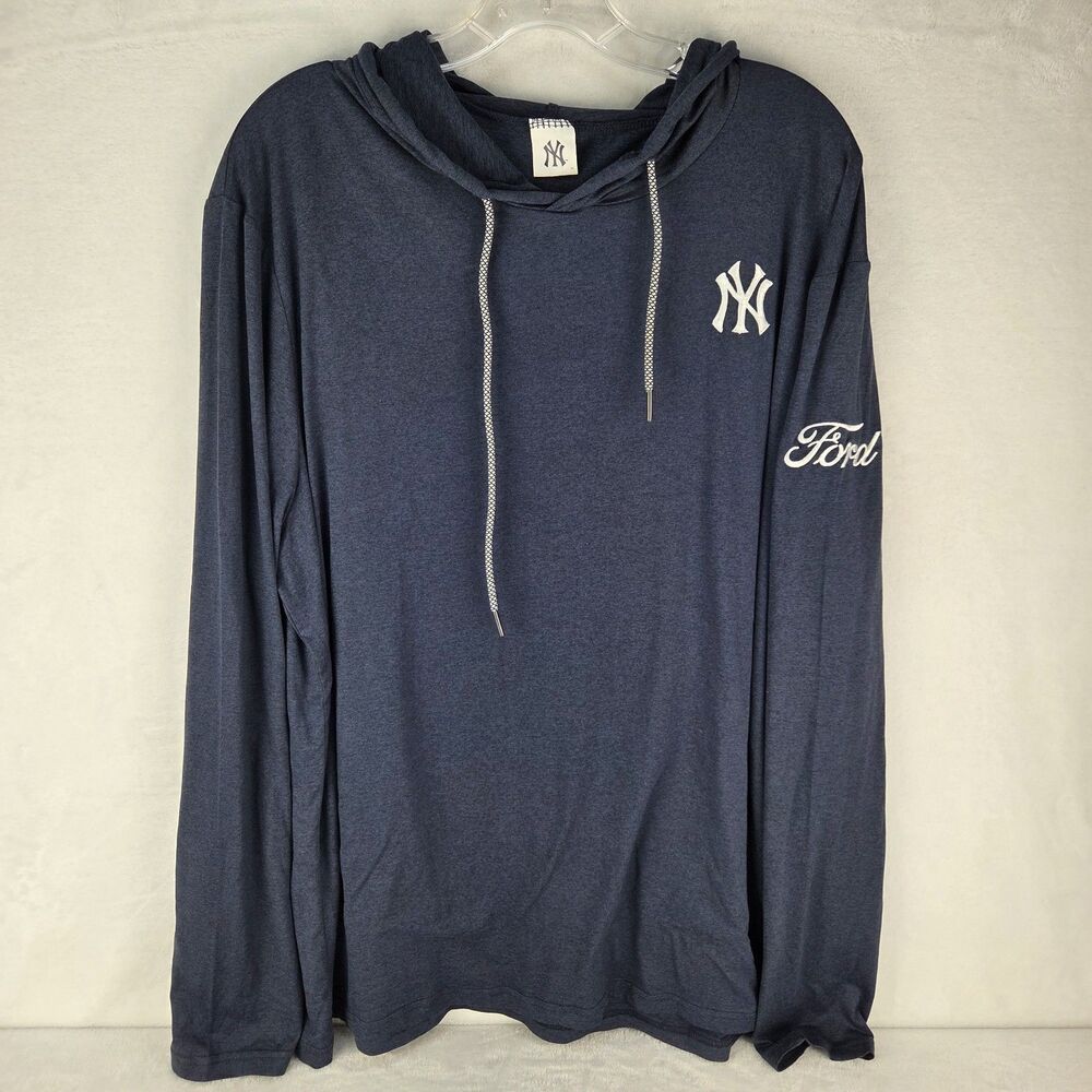 NY Yankees SGA XL Lightweight Hoodie Ford Sleeve Logo Pullover Blue